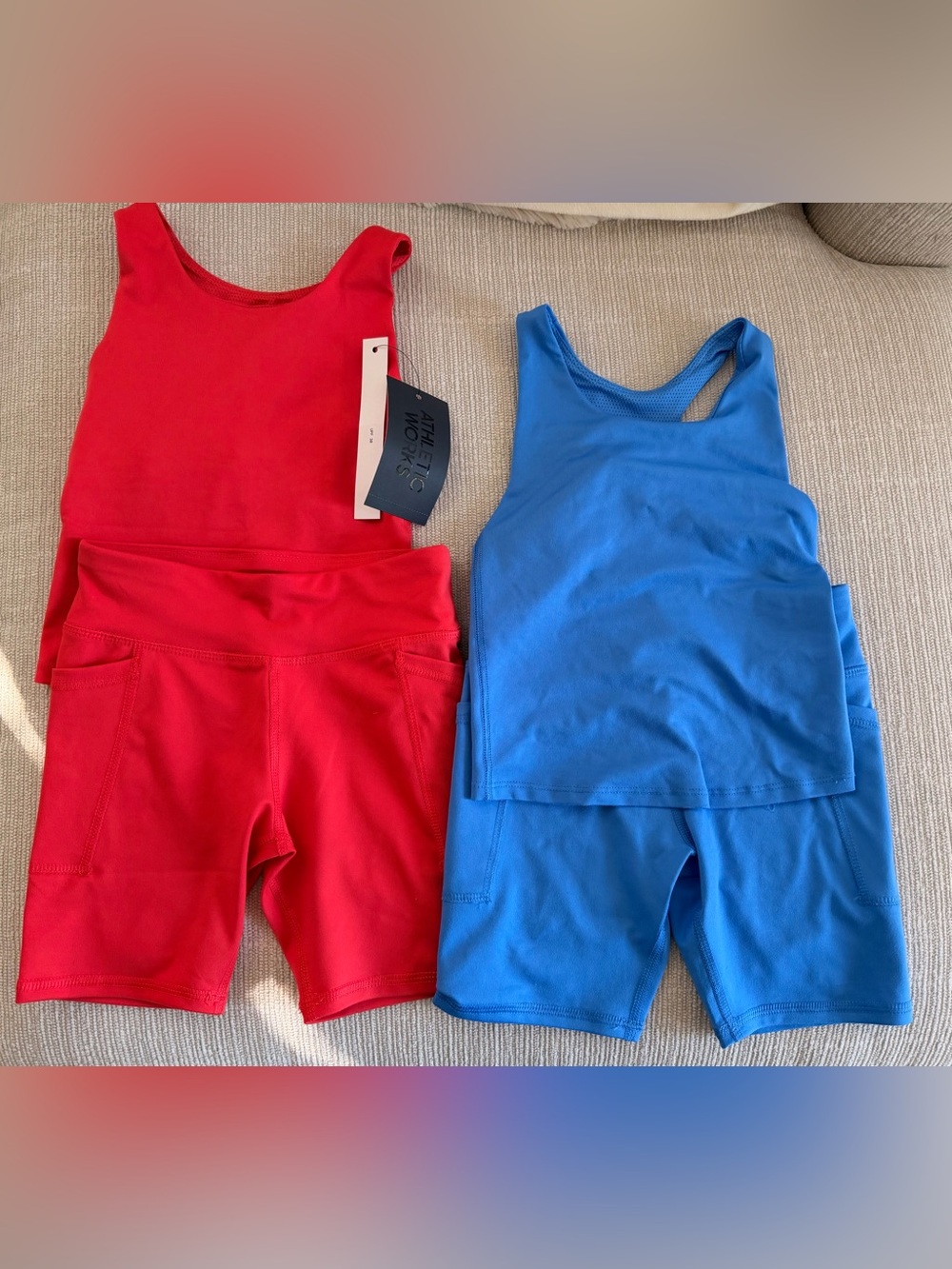Bundle of Athletic Works Kids Red and Blue Active Shorts Set - 2 sets